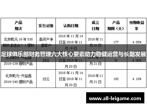 足球俱乐部财务管理六大核心要素助力稳健运营与长期发展